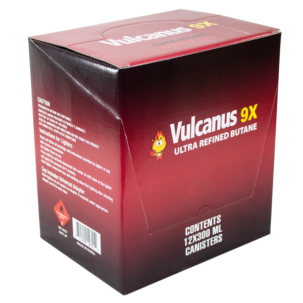 Vulcanus 9X Ultra Refined Butane Gas, Contents 12 x 300ml canisters (1BOX), Made in Korea